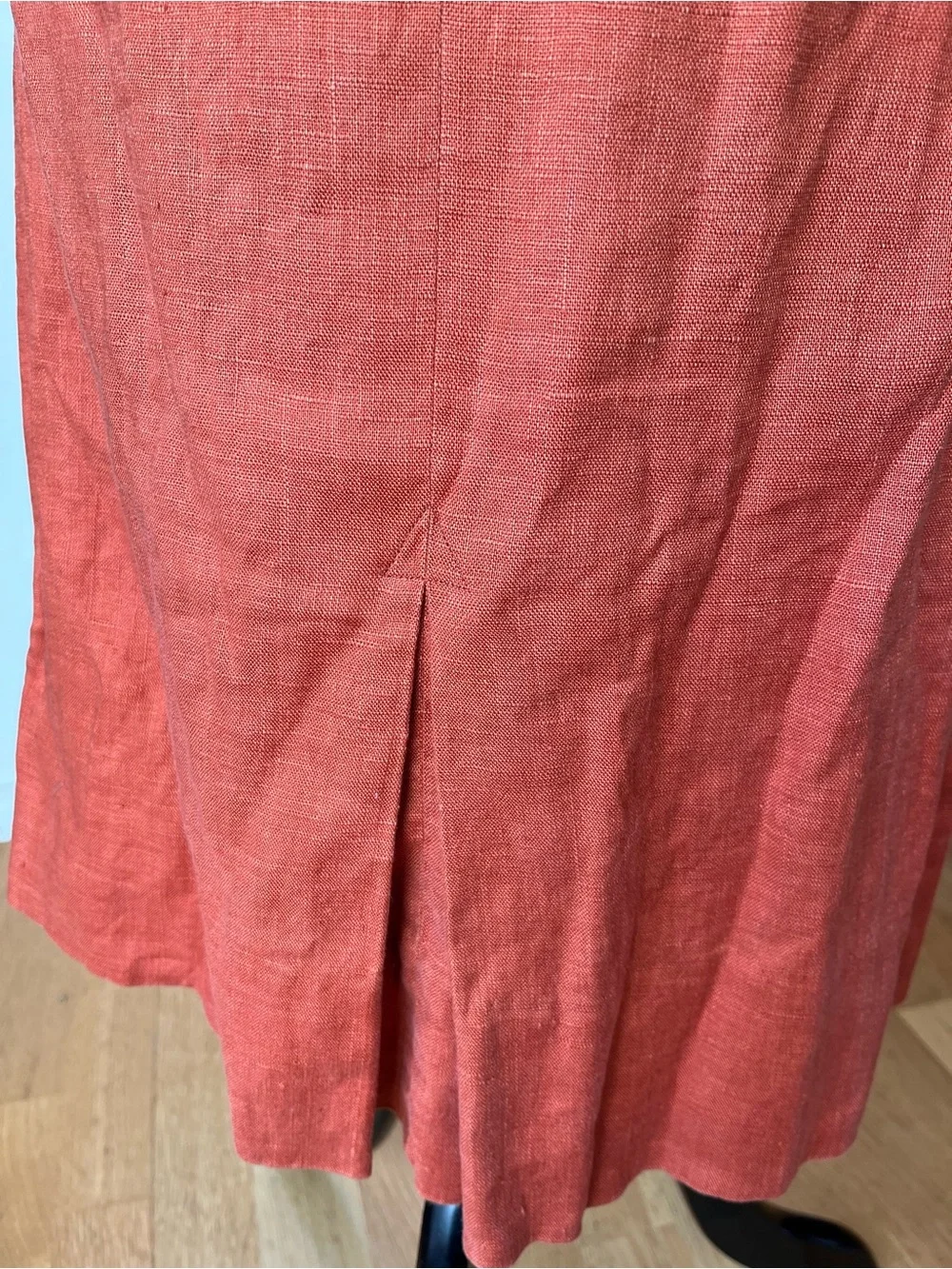 VTg 30s 40s Linen? Dress Secretary Sailor Size XS/S Burnt Orange tie neck - Picture 11 of 14